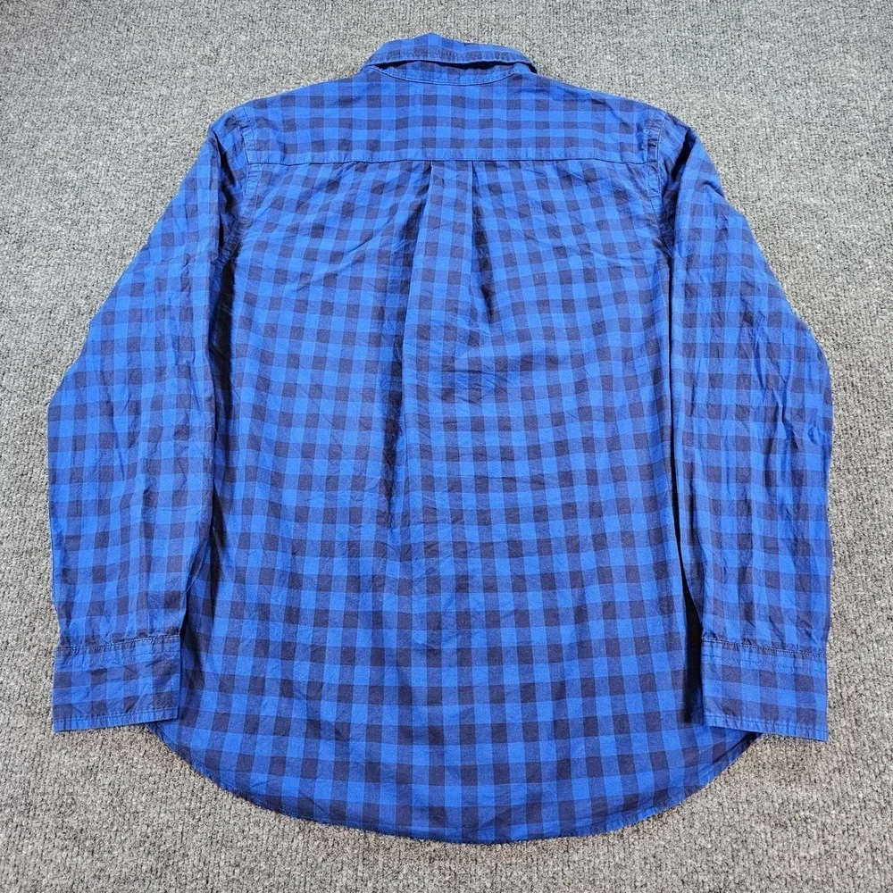 Ralph Lauren Boys Blue Gingham Check Button Down Shirt Size L 14-16 Cotton 0518